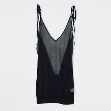 SS18 Jacquemus Sperone Sheer Black Cotton Mesh Open Back Tied Mini Dress FR34