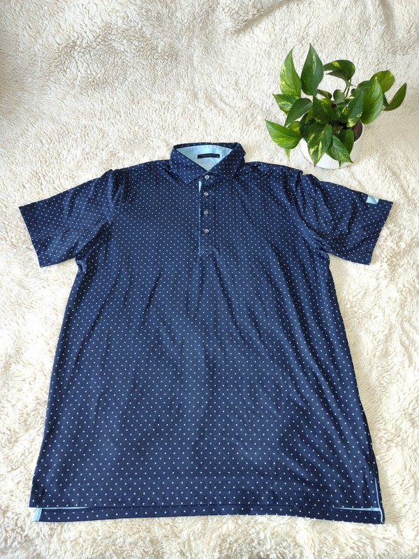 Greyson Montauk Performance Golf Polo Men’s XL Blue Dot Wolf Logo Gorgeous