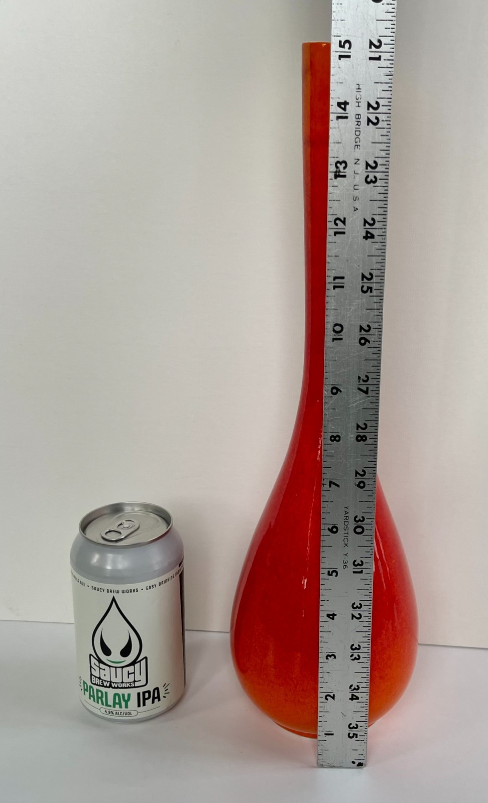 Vintage ROYAL HAEGER Orange Red FLAME Vase 15"   model  R1915 Mid Century Modern