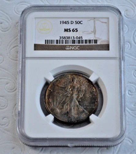 1945 D Walking Liberty Half Dollar 50c Silver MS 65