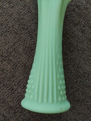 Fenton Custard Vaseline Uranium Lime Green Diamond Ribbed Swung