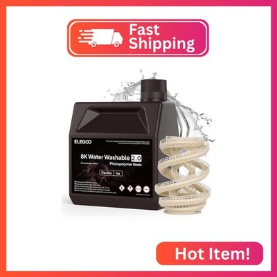 ELEGOO 8K Water Washable Resin 2.0, 365-405nm UV-Curing 3D Printer Resin with Hi