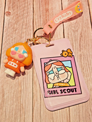 Cry Baby Bag Charm Keychain with Strap & ID Holder New Girl Scout Camp