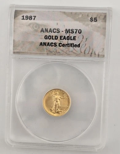 1987 1/10 Oz Gold American Eagle Coin Anacs Ms70 $5