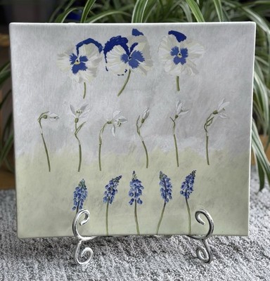 Gien France Alice Floral 12  Blue White French Country Serving Plate / Rare