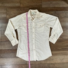 Mesquite by Niver Western Shirt Size 15 Pearl Snap Cream Plaid Long Sleeve 20024