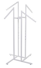 SSWBasics White 4-Way Clothes Rack with Slant Arms - Sturdy Garment Rack