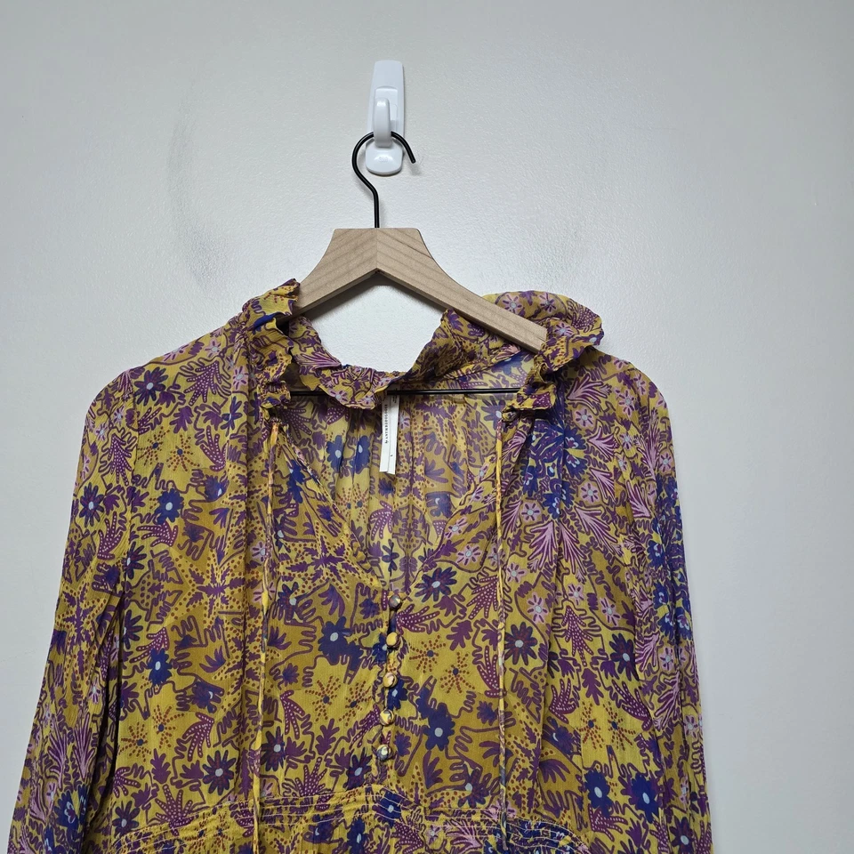 Maxi Vestido Anthropologie The Marais Estampado Gasa Floral Talla L  Foto 3 de 4