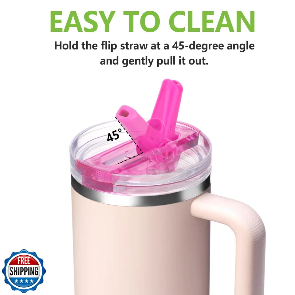 Tapa de pajita abatible para vaso Kurotel 40 oz para taza Stanley Quencher ProTour, pr con fugas Foto 4 de 4