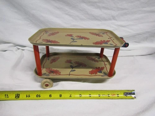 VINTAGE TIN LITHO TOY OHIO ART CO USA DOLL CHILD CART DRINK TRAY ACCESSORY