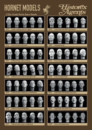 Cabezas de avispón - 5 cabezas desnudas cortes de pelo de la Segunda Guerra Mundial (gritos, sonrisas, s - HH/4 - Imagen 6 de 15