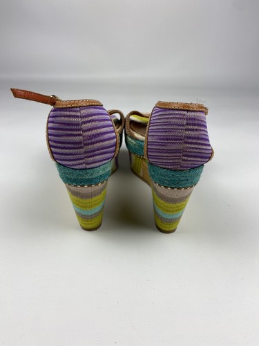 Missoni Multicolor Canvas And Leather Platform Ankle Strap Sandals Sz 36 - Picture 11 of 11