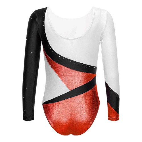 UK Girls Long Sleeve Gymnastics Leotard Ballet Dance Unitard Skating Bodysuit - Picture 70 of 116
