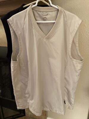 2-Acuity V Neck Golf Windbreaker Vests 1 Beige & 1 Black 2 Pockets Size Large