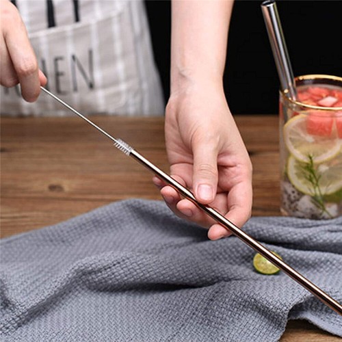 4-12pcs Metal Straws Stainless Steel Drinking Bent Straw Pipe Set Brush Reusable - Picture 12 of 12