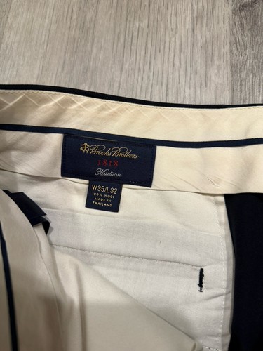 Brooks Brothers Men’s 1818 Madison Dark Blue Dress Pants - Size 35x32 - Picture 3 of 3