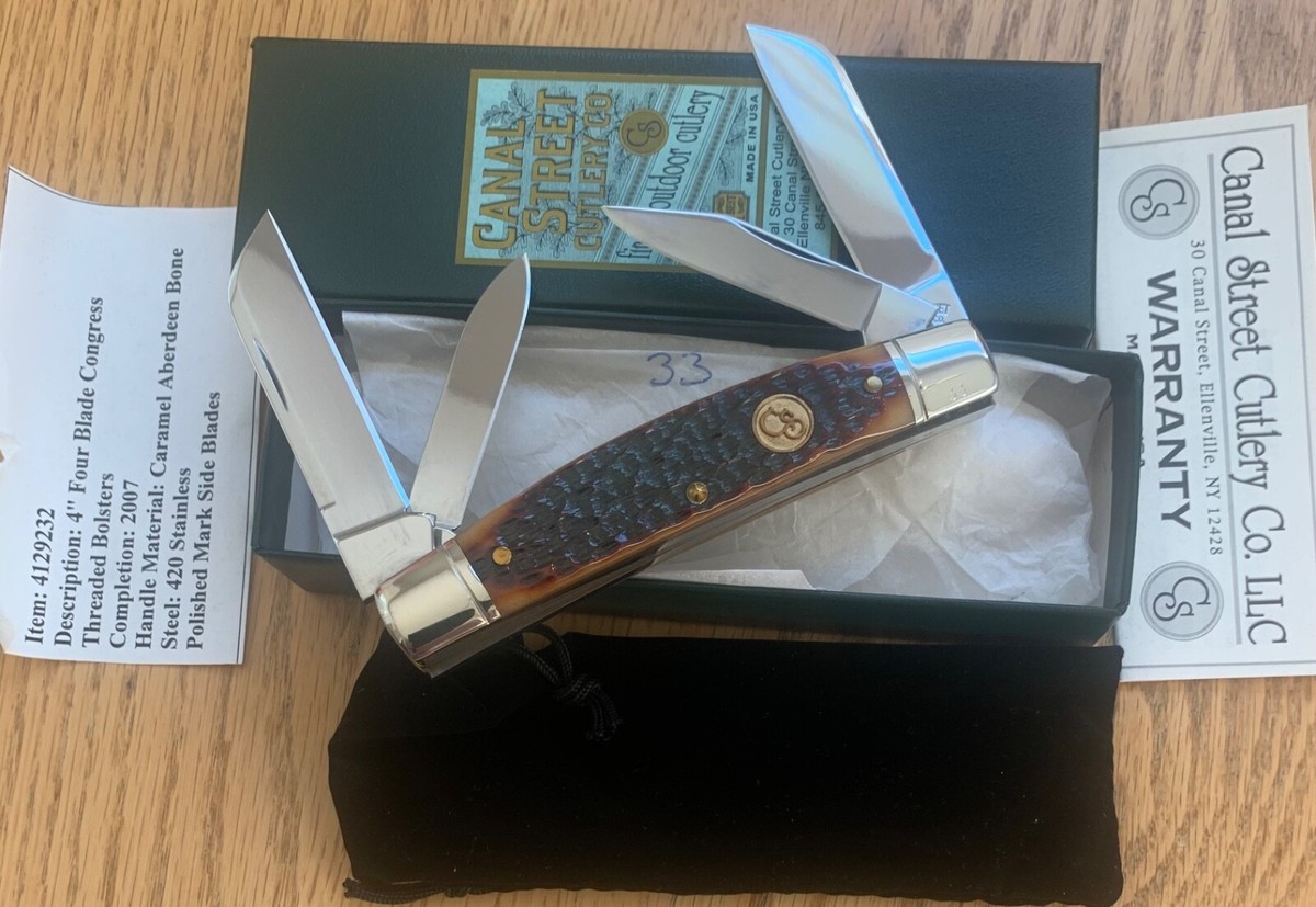 RARE STUNNING CANAL STREET 4 BLADE CONGRESS KNIFE NEVER USED