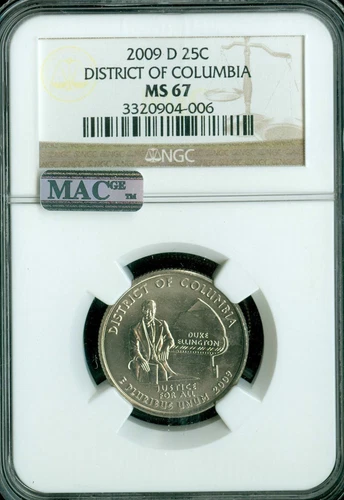 2009 D DISTRICT OF COLUMBIA QUARTER NGC MS67 PQ BUSINESS STRIKE MAC SPOTLESS*