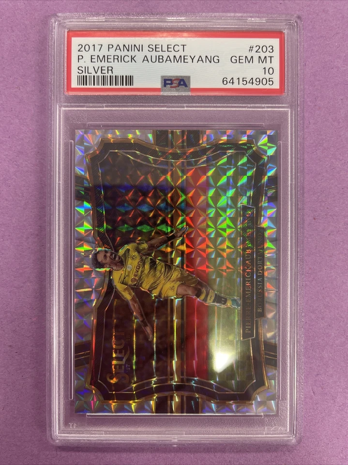 2017 Panini Select P. Emerick Aubameyang SILVER PRIZM #203 PSA 10 GEM MT POP1 T5 - Image 2 of 4