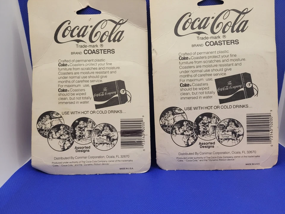 Vintage Set Of 2 Pkgs Of 4 COCA- COLA Coasters Santa Claus Christmas Plastic - Image 2 of 4