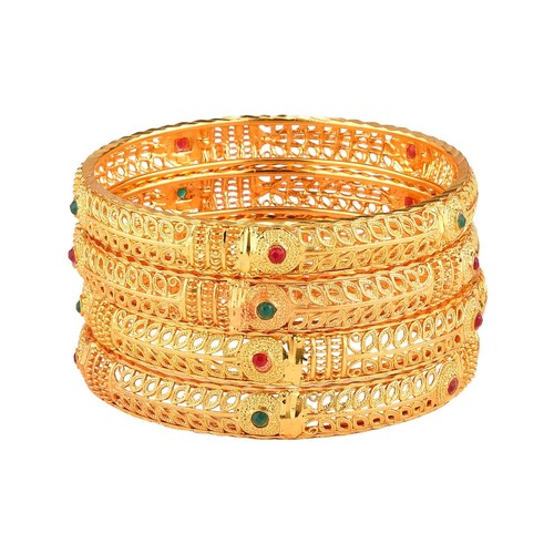 Bracelet Bangles Traditional Gold Plated Jewellery For Women & Girls Set of 4 - Picture 3 of 6