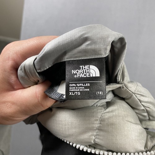 The North Face Girls XL 18 Reversible 550 Series Down Puffer Jacket Hood Silver - Picture 11 of 13