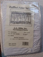 A.L. Ellis Inc Ruffled Filler Valance 54”x13” White 404 Stacey NEW 