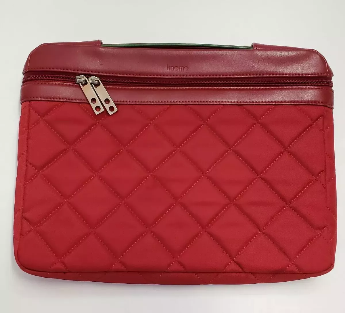 Knomo Laptop Bag Sleeve 13” Nylon red quilted Leather