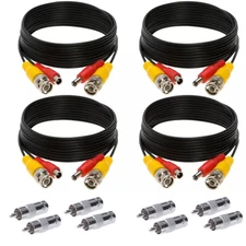 4 x 10FT Video Power Cable BNC DC Security Camera RCA DVR Cord for CCTV