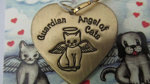 Cat Guardian Angel Pet Tag Gold Toned Attaches To Collar - 第 2/2 張圖片