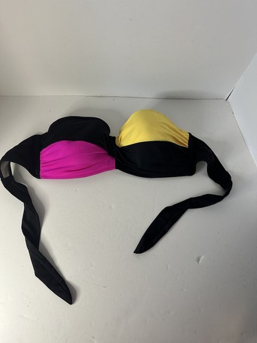 Womens VENUS D bandeau tie back lined top black pink yellow