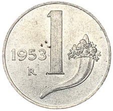 1 LIRA 1953 - CORNUCOPIA - REPUBBLICA ITALIANA - NON COMUNE - NC - SPL -