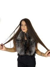 Silver Fox Fur Collar 40" 100 cm Natural Silver Fur Collar Saga Furs Stole