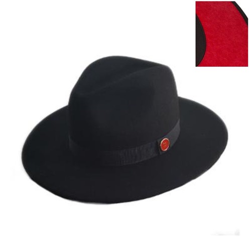 Premium Wool Wide Brim Red Bottom 