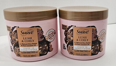 Suave Lush & Coily Shea Butter Coconut Oil Leave-In Conditioner 13.5oz Lot Of 2