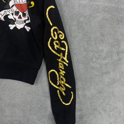 Sudadera con Capucha Ed Hardy Recortada Cremallera Completa Para Mujer Talla XS Chaqueta Calavera Love Kills Lentamente Nueva con Etiquetas - Imagen 3 de 13