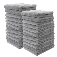 24 Pcs Microfiber Towel Edgeless No Scratch Cleaning Clothes 16x16" 380 GSM Gray