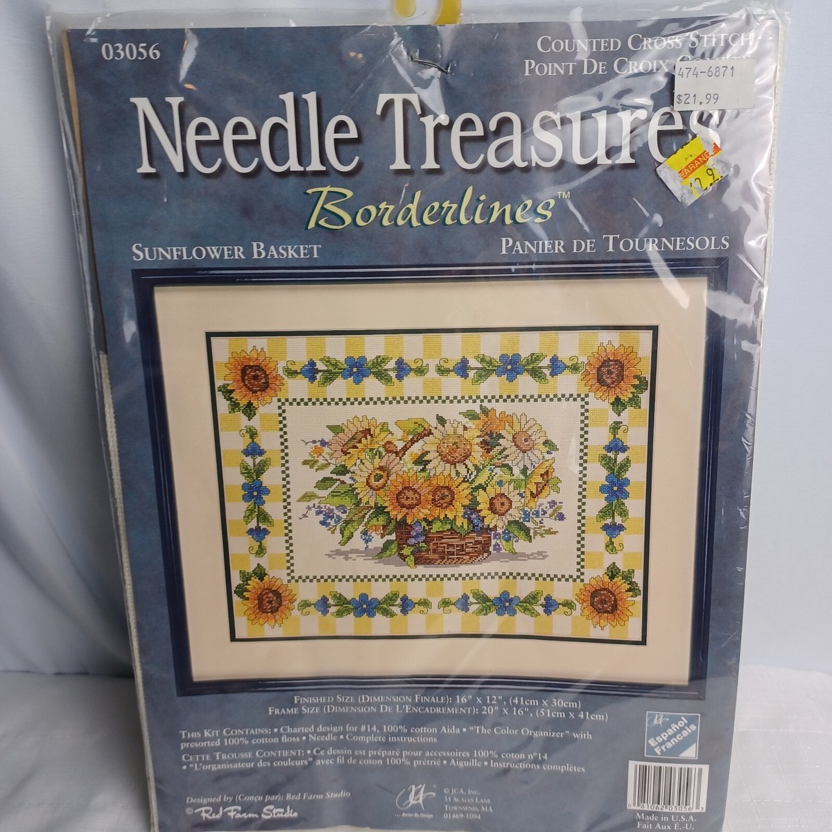 ライアン Sunflower Basket Counted Cross Stitch Kit Needle Treasures