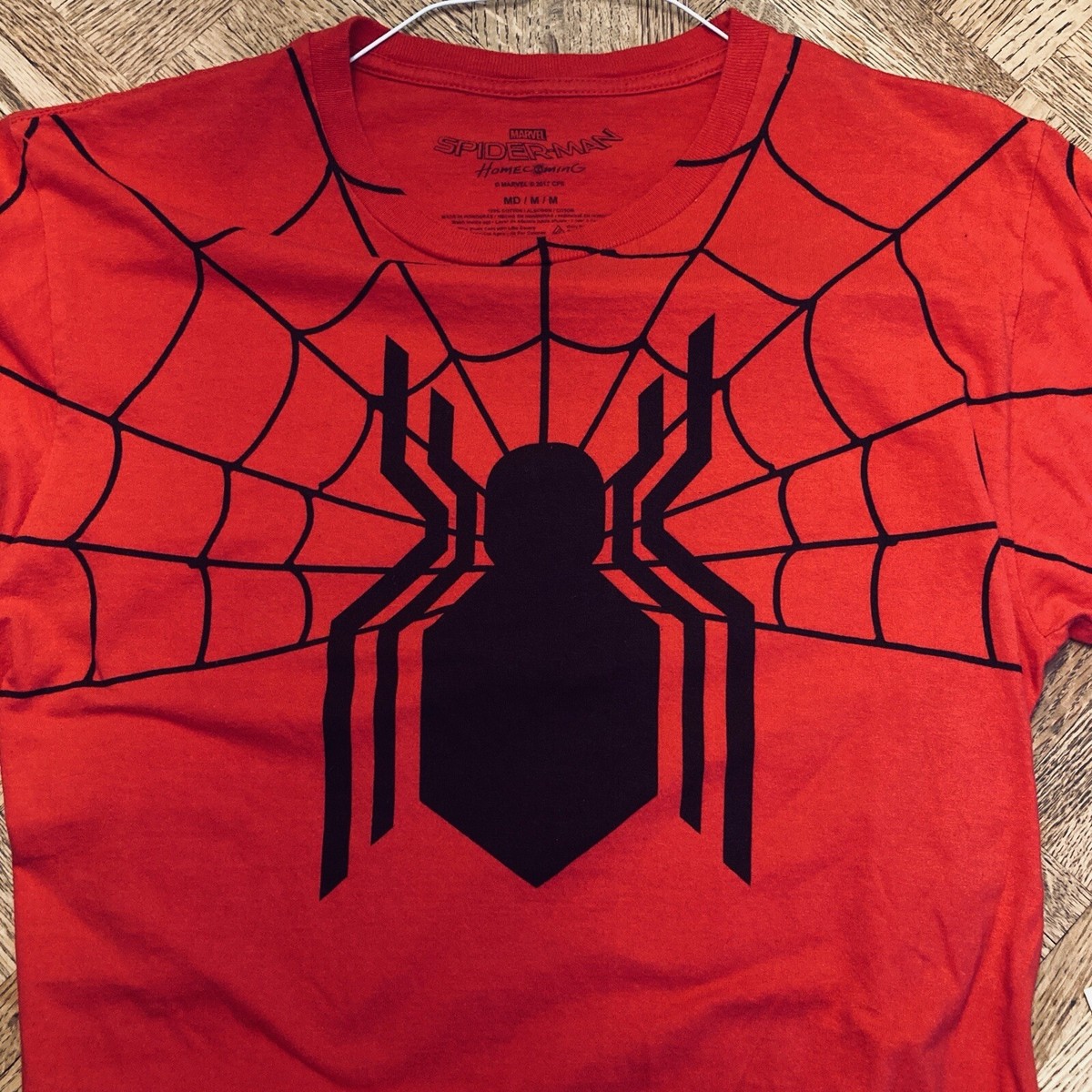Marvel Spiderman Men's Red Web T Shirt Size M 18x26 | eBay