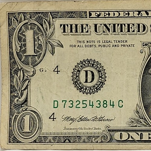 Billete de dólar serie 1995 antiguo D73254384C DC Cleveland 25,6 mm DC bloque funcionamiento 12 - Imagen 4 de 8