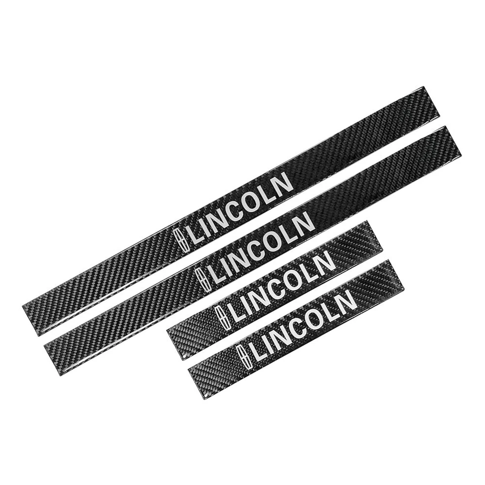 Protector de peldaños de panel de cubierta de umbral de puerta de coche de fibra de carbono negro 4 piezas para LINCOLN Foto 2 de 4