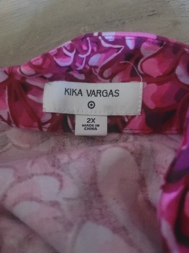 KIKA VARGAS Mum Floral Scallop Tie Back Blouse sz 2X Balloon Bell Puff Sleeves - Picture 6 of 7