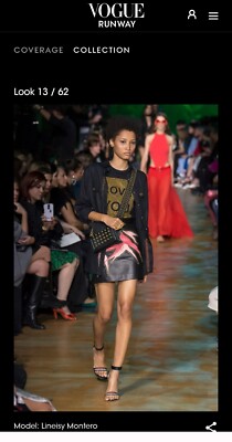 Elie Saab Runway SS 18 Napa Leather Mini Studded Skirt Applique IT40 S $4600 BLK