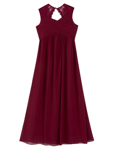 Kid Girl Chiffon Lace Pleated Chiffon Dress Pageant Party Bridesmaid Gown Dress - Picture 10 of 49