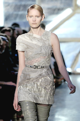 RODARTE Vintage Pale Grey Swirled Silk Leather Lace Dress 6 F/W 09 | eBay