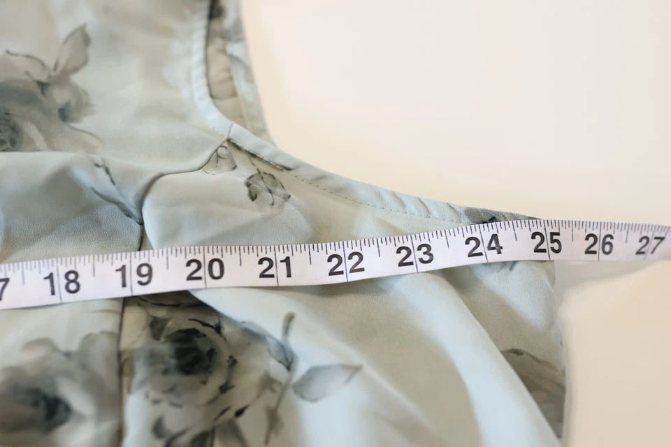 Vintage 90's Green Floral Sleeveless Mini Sheer Sage Green Dress Cottagecore 24 - Image 2 of 4