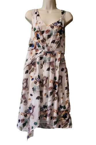Anthropologie MEADOW RUE Beach Treasures Dress 6 Draped V-Veck Lined Asymmetric - 第 1/19 張圖片
