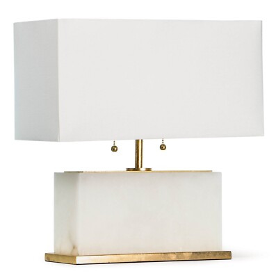 Regina Andrew Ali Alabaster Table Lamp + Shade 13-1419 Rectangular Base $480