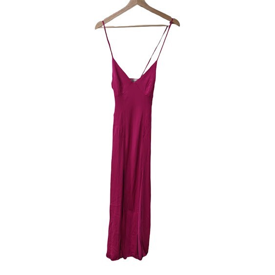 strapless open back dress Lindsey Brown Women's Sardinia Pink Silk Designer Maxi Dress With Belt –  Izzi of Baslow main image 0