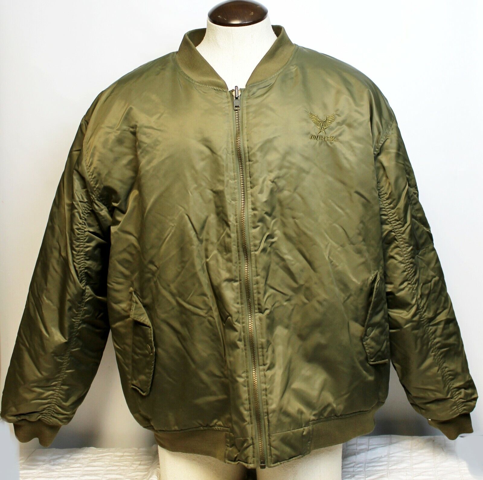 Avirex Army Green Flight Bomber Jacket Mens sz 3XL Re… - Gem